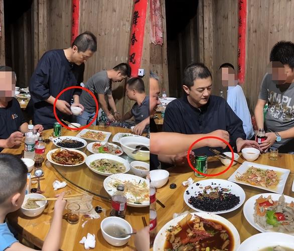 李亚鹏乡下吃酒席太豪迈，用大碗喝拉罐啤酒，胸前打湿掉一大片