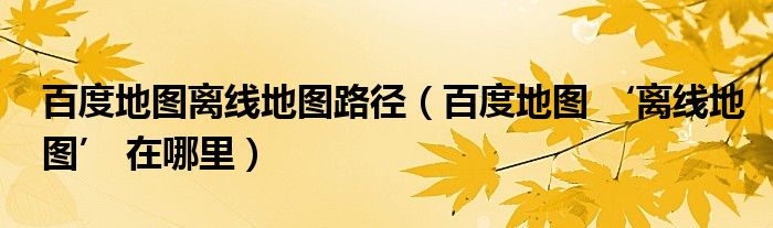 百度地图离线地图路径（百度地图 ‘离线地图’ 在哪里）
