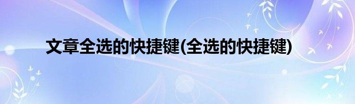 文章全选的快捷键(全选的快捷键)
