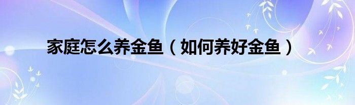 家庭怎么养金鱼（如何养好金鱼）