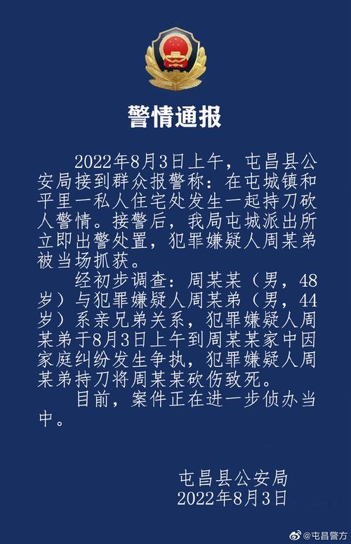 海南屯昌警方通报一起持刀砍人案：嫌犯持刀将哥哥砍伤致死，被当场抓获