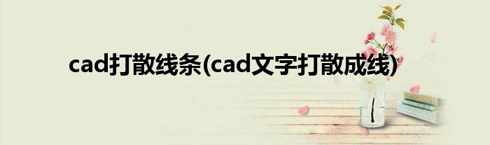 cad打散线条(cad文字打散成线)
