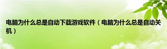 电脑为什么总是自动下载游戏软件（电脑为什么总是自动关机）