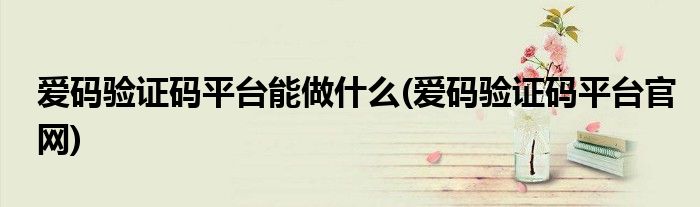 爱码验证码平台能做什么(爱码验证码平台官网)