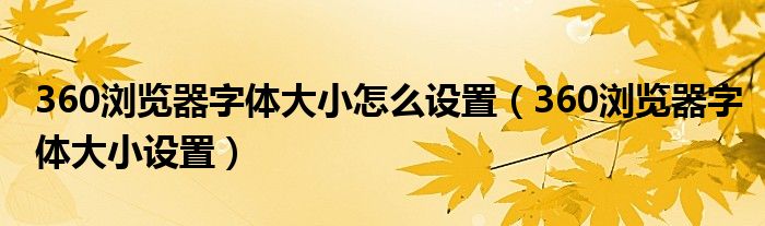360浏览器字体大小怎么设置（360浏览器字体大小设置）