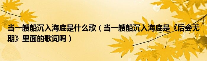 当一艘船沉入海底是什么歌（当一艘船沉入海底是《后会无期》里面的歌词吗）