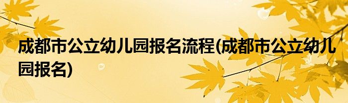 成都市公立幼儿园报名流程(成都市公立幼儿园报名)