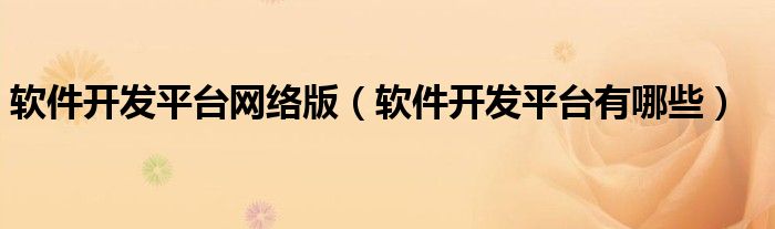 软件开发平台网络版（软件开发平台有哪些）