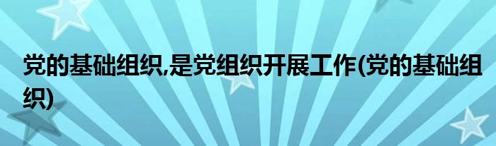党的基础组织,是党组织开展工作(党的基础组织)