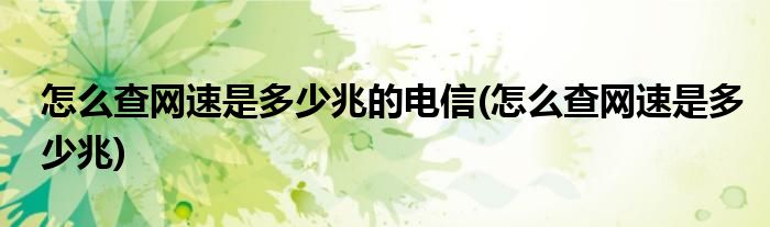 怎么查网速是多少兆的电信(怎么查网速是多少兆)