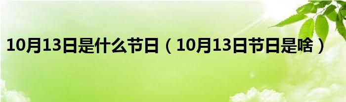 10月13日是什么节日（10月13日节日是啥）