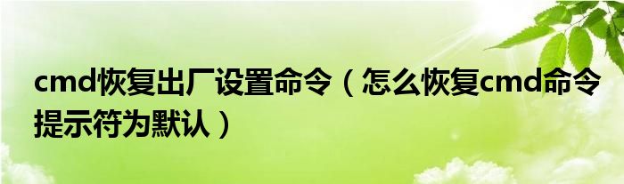 cmd恢复出厂设置命令（怎么恢复cmd命令提示符为默认）