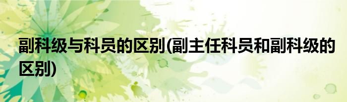 副科级与科员的区别(副主任科员和副科级的区别)