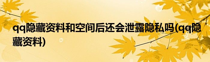qq隐藏资料和空间后还会泄露隐私吗(qq隐藏资料)