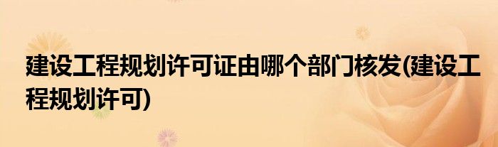建设工程规划许可证由哪个部门核发(建设工程规划许可)