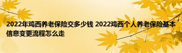 2022年鸡西养老保险交多少钱 2022鸡西个人养老保险基本信息变更流程怎么走