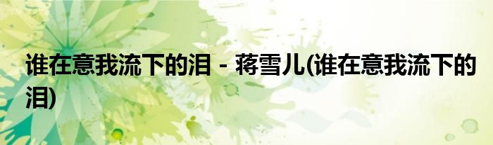 谁在意我流下的泪 - 蒋雪儿(谁在意我流下的泪)