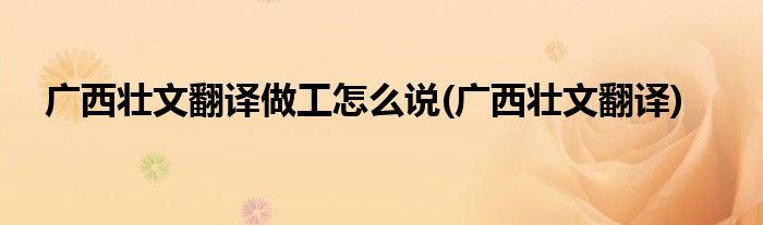 广西壮文翻译做工怎么说(广西壮文翻译)