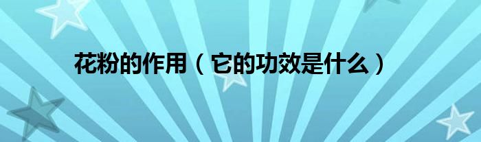 花粉的作用（它的功效是什么）