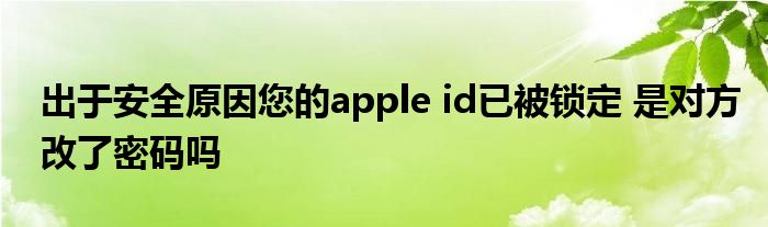 出于安全原因您的apple id已被锁定 是对方改了密码吗