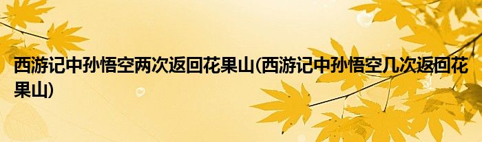 西游记中孙悟空两次返回花果山(西游记中孙悟空几次返回花果山)
