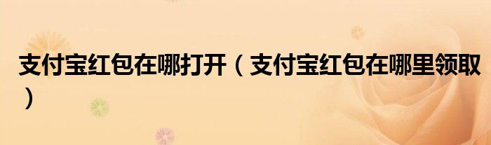 支付宝红包在哪打开（支付宝红包在哪里领取）