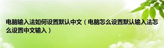 电脑输入法如何设置默认中文（电脑怎么设置默认输入法怎么设置中文输入）