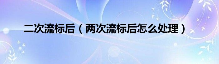 二次流标后（两次流标后怎么处理）