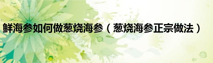 鲜海参如何做葱烧海参（葱烧海参正宗做法）