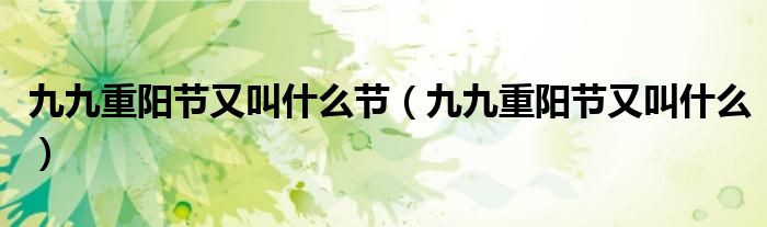 九九重阳节又叫什么节（九九重阳节又叫什么）