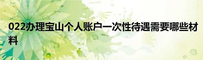 022办理宝山个人账户一次性待遇需要哪些材料