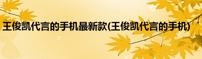 王俊凯代言的手机最新款(王俊凯代言的手机)