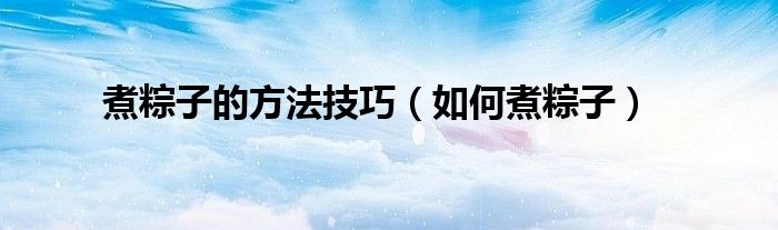 煮粽子的方法技巧（如何煮粽子）