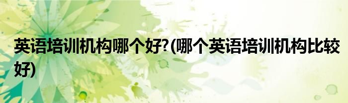 英语培训机构哪个好?(哪个英语培训机构比较好)
