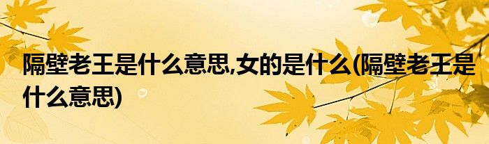 隔壁老王是什么意思,女的是什么(隔壁老王是什么意思)
