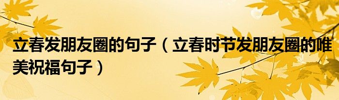 立春发朋友圈的句子（立春时节发朋友圈的唯美祝福句子）