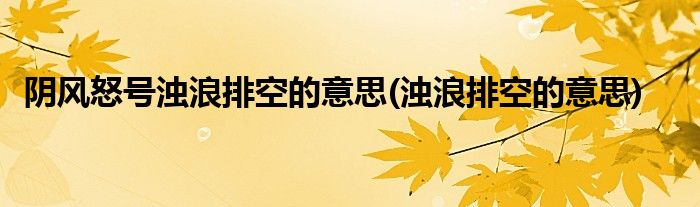 阴风怒号浊浪排空的意思(浊浪排空的意思)