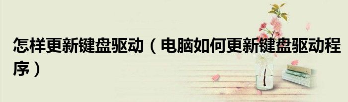 怎样更新键盘驱动（电脑如何更新键盘驱动程序）