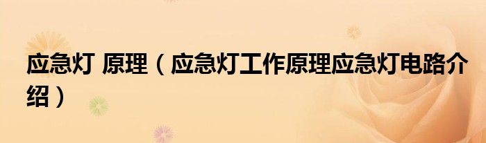 应急灯 原理（应急灯工作原理应急灯电路介绍）