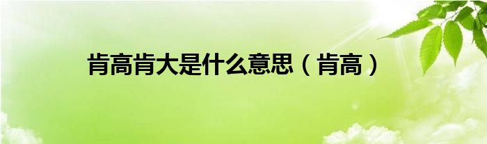肯高肯大是什么意思（肯高）