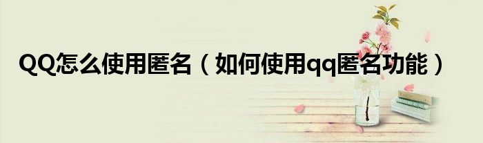 QQ怎么使用匿名（如何使用qq匿名功能）