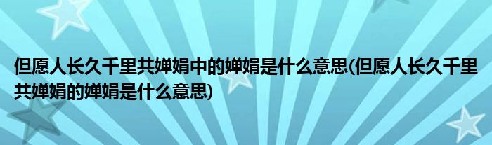 但愿人长久千里共婵娟中的婵娟是什么意思(但愿人长久千里共婵娟的婵娟是什么意思)