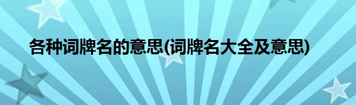 各种词牌名的意思(词牌名大全及意思)
