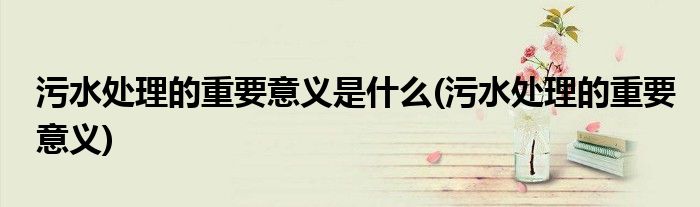 污水处理的重要意义是什么(污水处理的重要意义)