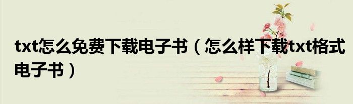 txt怎么免费下载电子书（怎么样下载txt格式电子书）