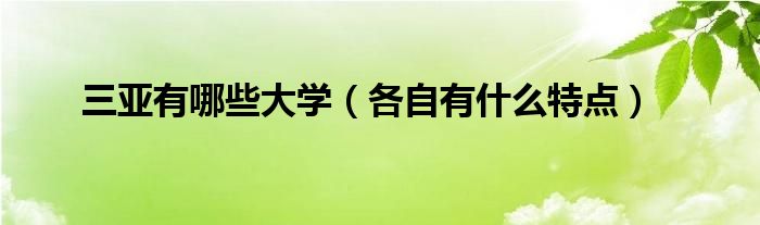 三亚有哪些大学（各自有什么特点）