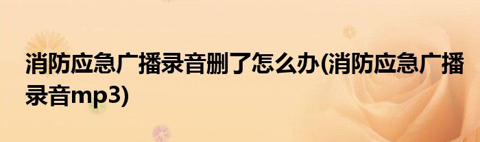 消防应急广播录音删了怎么办(消防应急广播录音mp3)