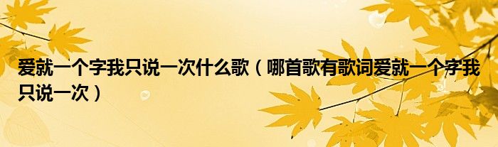 爱就一个字我只说一次什么歌（哪首歌有歌词爱就一个字我只说一次）