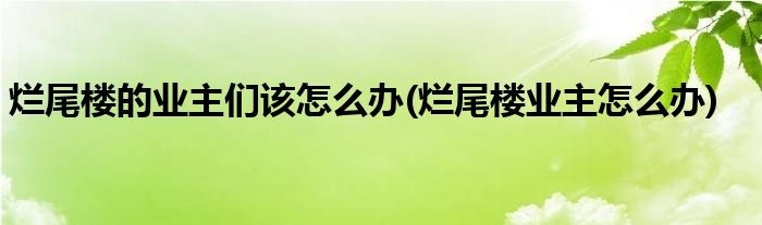 烂尾楼的业主们该怎么办(烂尾楼业主怎么办)