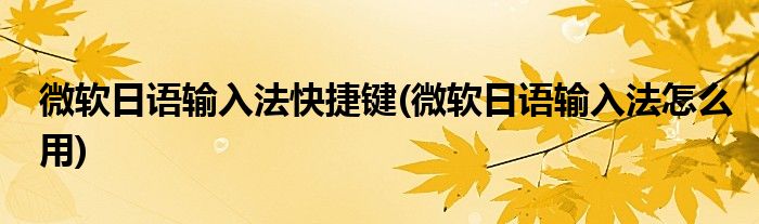 微软日语输入法快捷键(微软日语输入法怎么用)